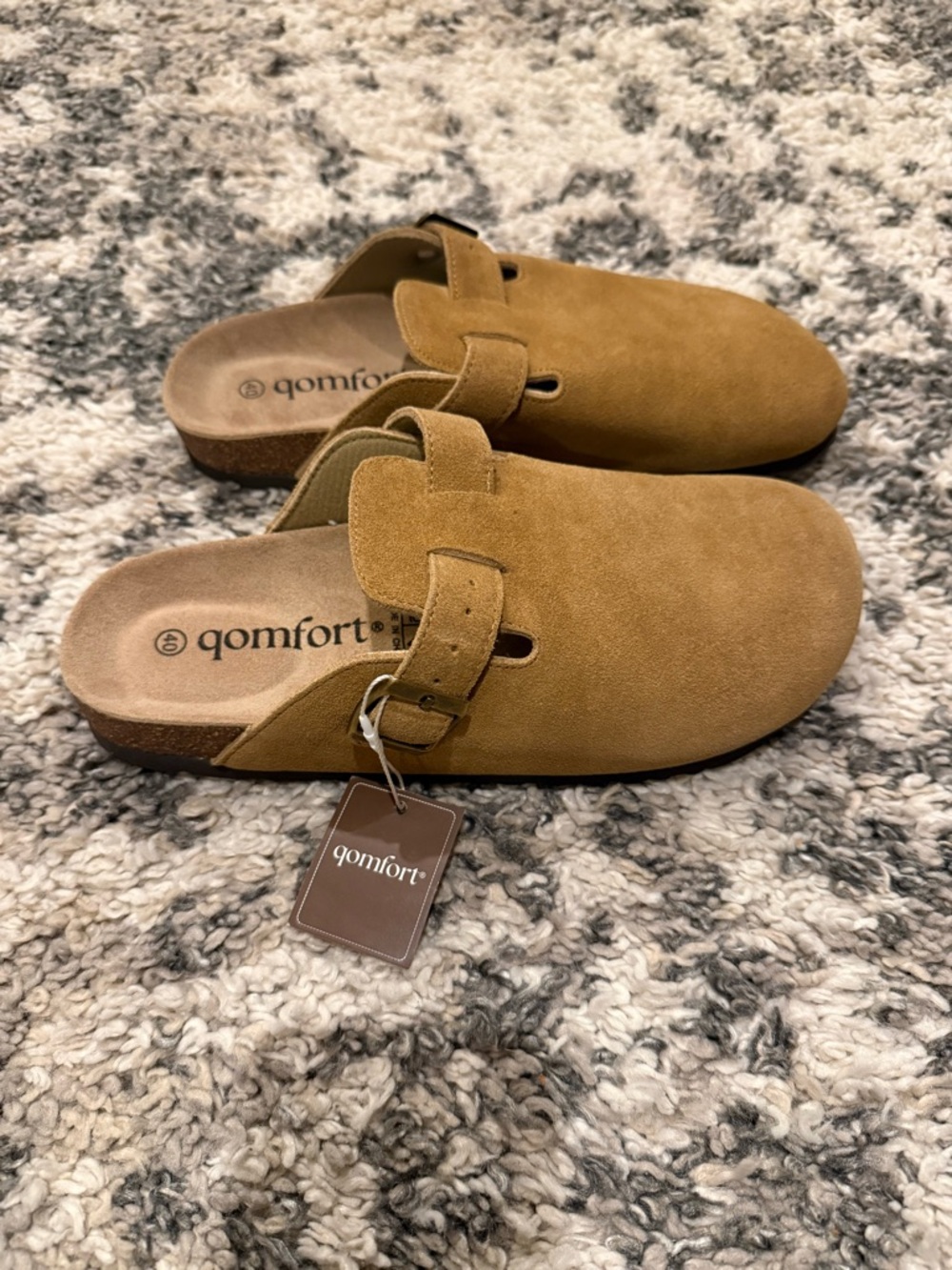 qomfort Genuine Suede Clogs, Brown Sz 40/8.5